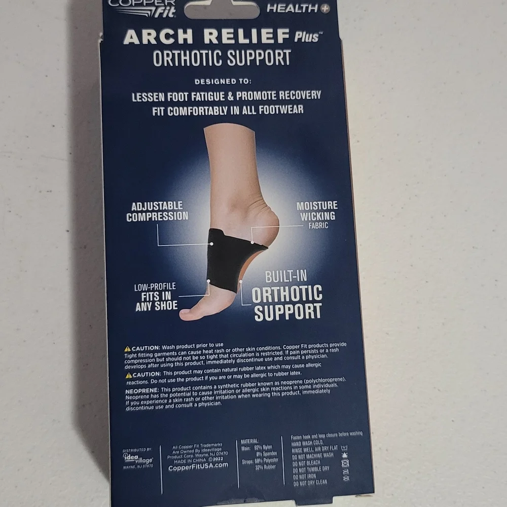 Copper Fit Arch Relief Plus Built in Orthotic Support Adjustable Compression